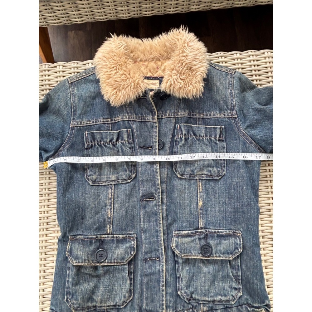 Abercrombie Denim Shearling‎ Collar Quilted Lining Jacket Large Y2K vintage jean - Picture 8 of 11